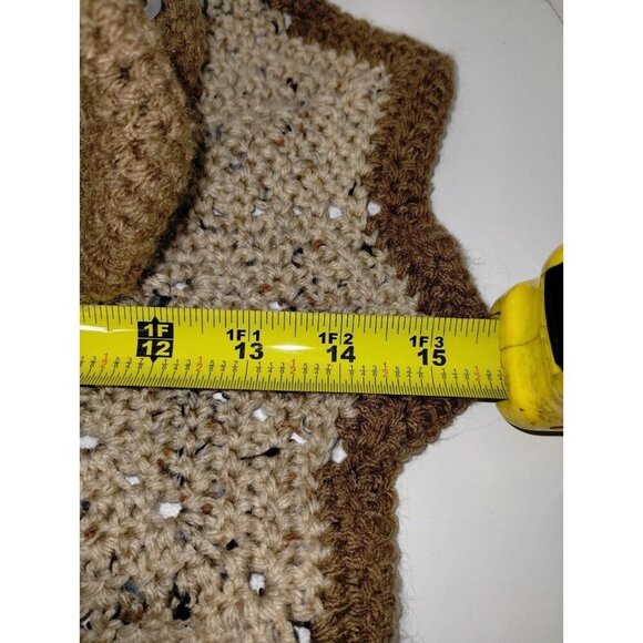 Puppy Lovey Handmade Crochet Tan and Brown  Puppy Security Blanket  15" Wide - Picture 8 of 10